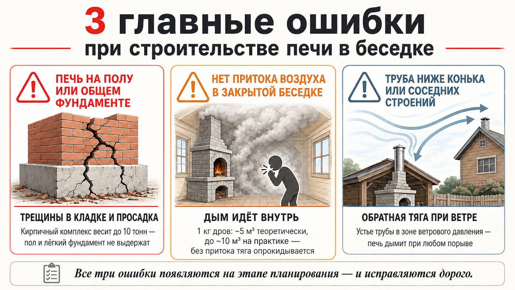Три главные ошибки при строительстве печи в беседке
